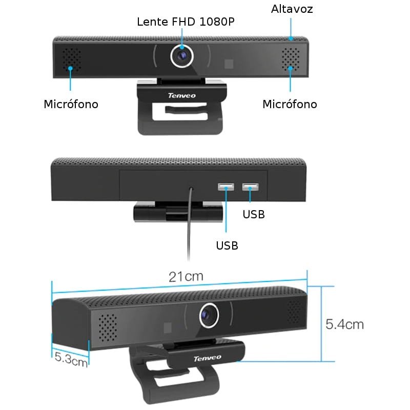 Tenveo VA1000 Web Cam Videoconferência e áudio HQ 1080p (Encomenda) - Image 2
