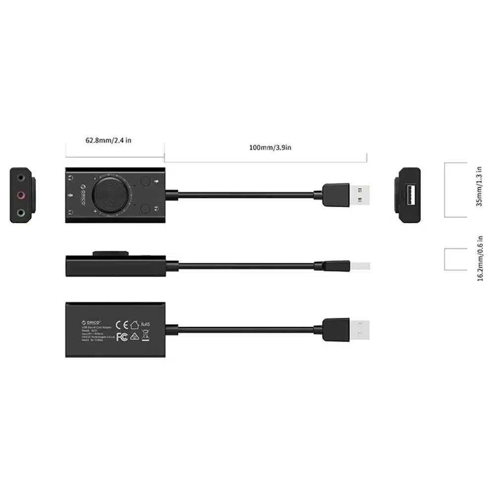 Placa de Som Externa para Desktop/Portátil Áudio Estéreo Orico - Image 6