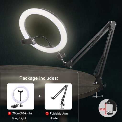 Ring Light Selfie/Stream com Suporte de Mesa