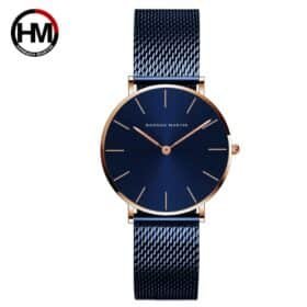 Relógio Feminino Hannah Martin Pulseira Aço Inoxidável - Blue