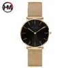 Relógio Feminino Hannah Martin Pulseira Aço Inoxidável - Gold Black