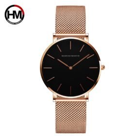 Relógio Feminino Hannah Martin Pulseira Aço Inoxidável - Rose Black