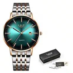 Relógio Lige Feminino Rose Gold Green