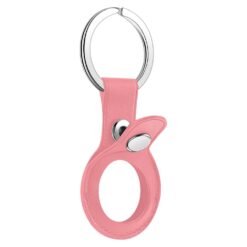 Porta Chaves em Couro p/ Localizador Apple Airtag (Rosa)