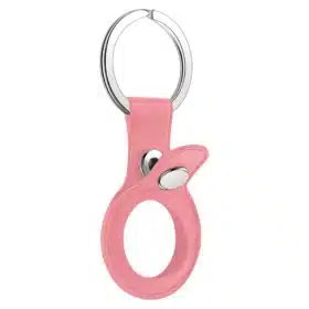 Porta Chaves em Couro p/ Localizador Apple Airtag (Rosa)