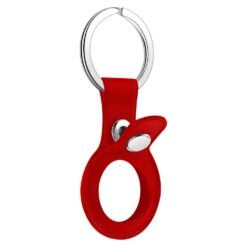 Porta Chaves em Couro p/ Localizador Apple Airtag (Vermelho)