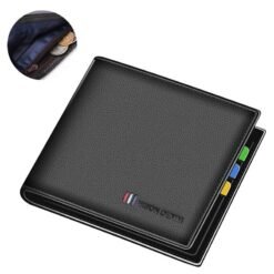 Carteira Masculina Bison Denim 100% Couro de Vaca 3BQ Tricolor – Preta