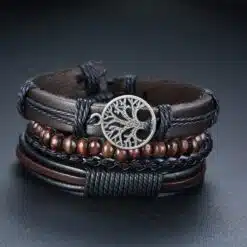 Pulseira VNOX Masculina de Couro Trançado 551