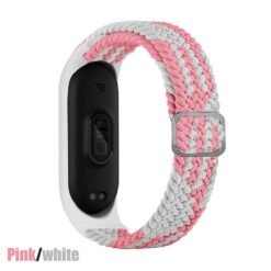 Bracelete Ajustável para Mi Band 4/5/6 - Branco-Rosa