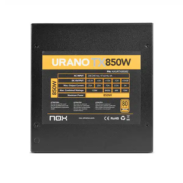Fonte de Alimentação Nox Urano TX 850W 80 PLUS Bronze Edition - Image 5