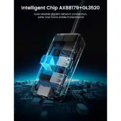 Alternative view of Hub UGREEN 20265 USB 3.0 com Gigabit Ethernet Preto