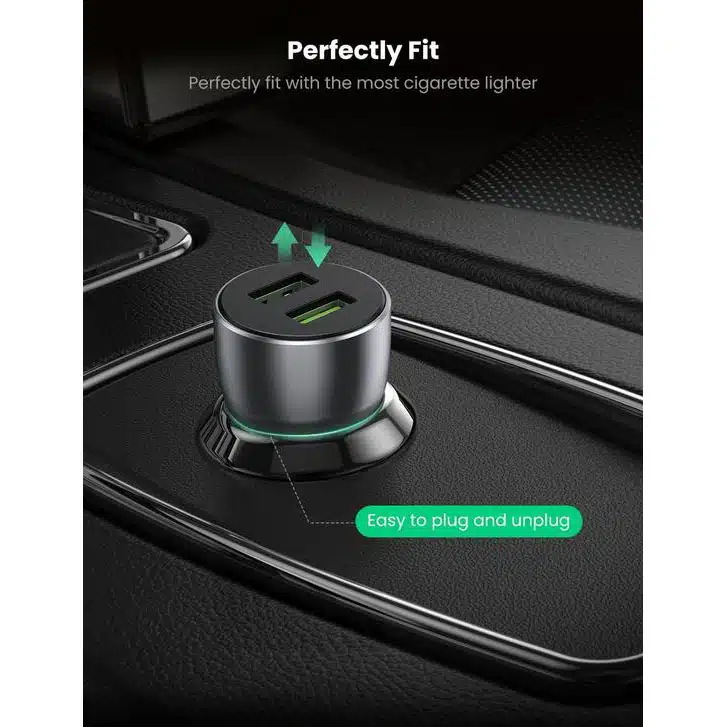 Carregador de Isqueiro UGREEN CD213 36W Dual USB QC Fast Car Charger - Image 3