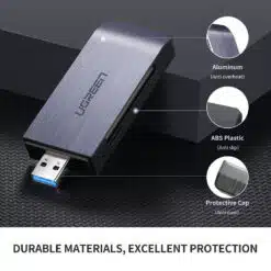 Leitor de Cartões UGREEN CM180 4-in-1 USB 3.0 Cinza - Image 7