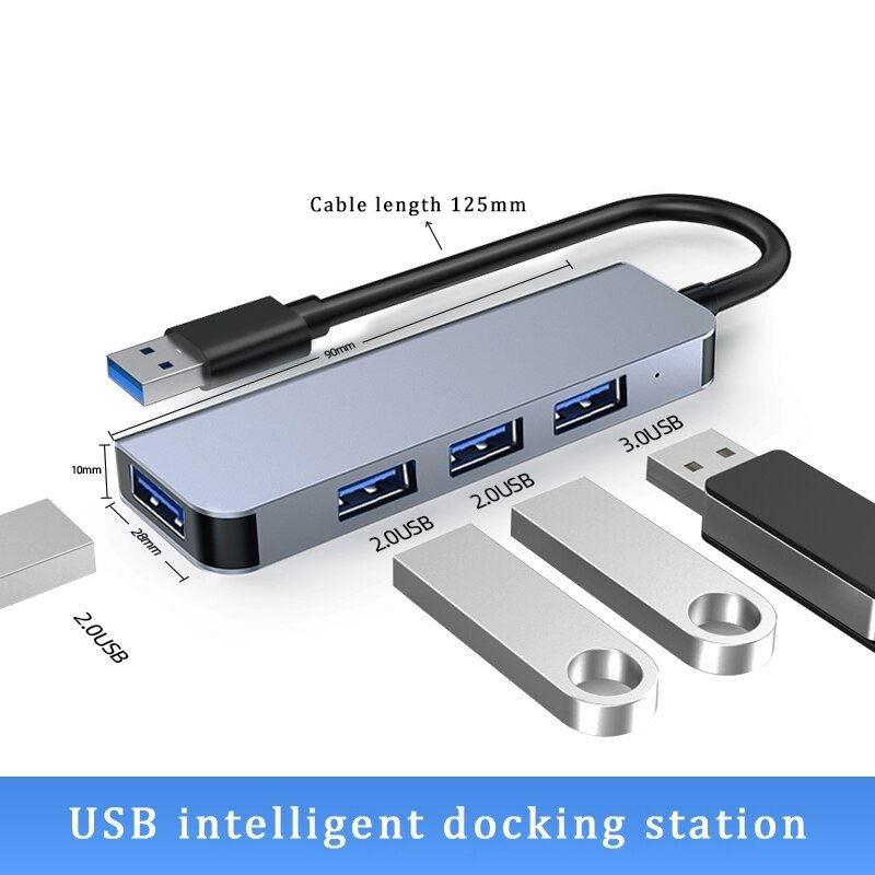 Mobestech 1 Unidade 4 Hub De Computador Adaptador Hub De Dados Portátil  Eixo Divisor Portátil Hub Multifuncional Conversor Usb