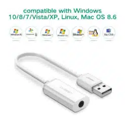 Alternative view of Placa de Som USB UGREEN US206 com Jack 3.5mm