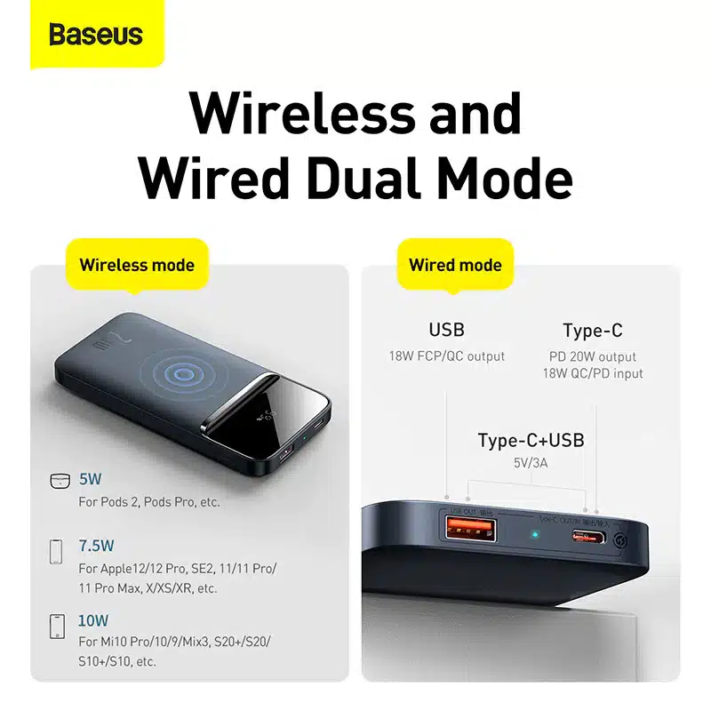Baseus carregador magnético wireless 10000mAh 20W (PowerBank Sem fios) - Roxo - Image 6