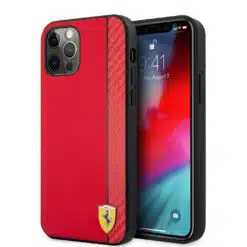 Ferrari Capa em Fibra Genuína Red - iPhone 13 Pro Max