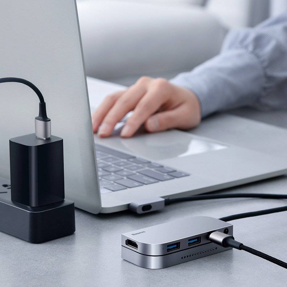 HUB multifuncional Baseus 6 em 1 USB Tipo C, leitor de cartão de memória (USB 3.0, HDMI, micro SD) Fornecimento de energia 60 W - Image 8