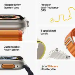 Apple Watch Ultra GPS+Cellular 49mm Titânio c/ Bracelete Ocean Meia-Noite - Image 6