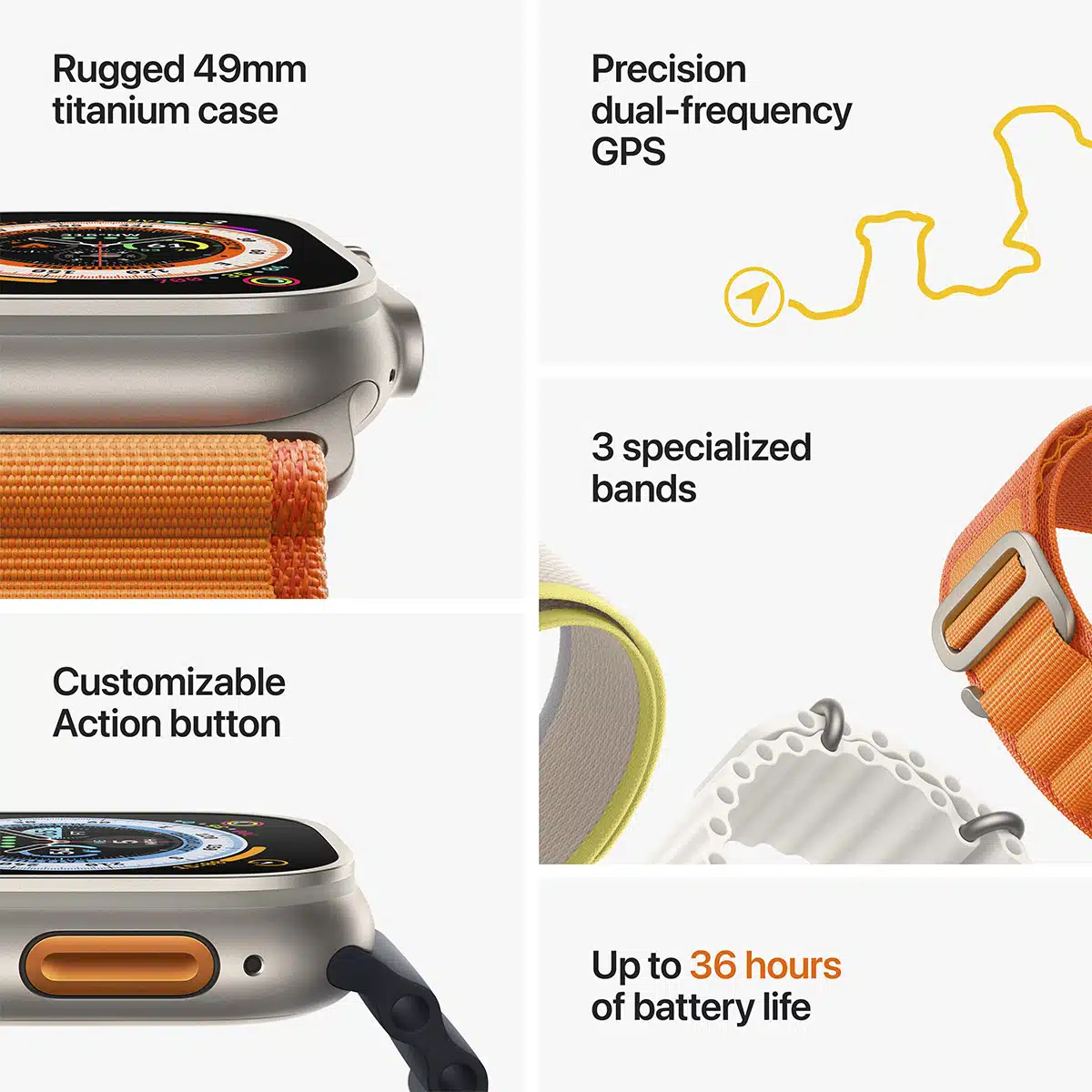 Apple Watch Ultra GPS+Cellular 49mm Titânio c/ Bracelete Ocean Meia-Noite - Image 6