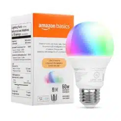 Lâmpada LED Smart A19 Amazon Basics, mudança de cor, Wi-Fi de 2,4 GHz