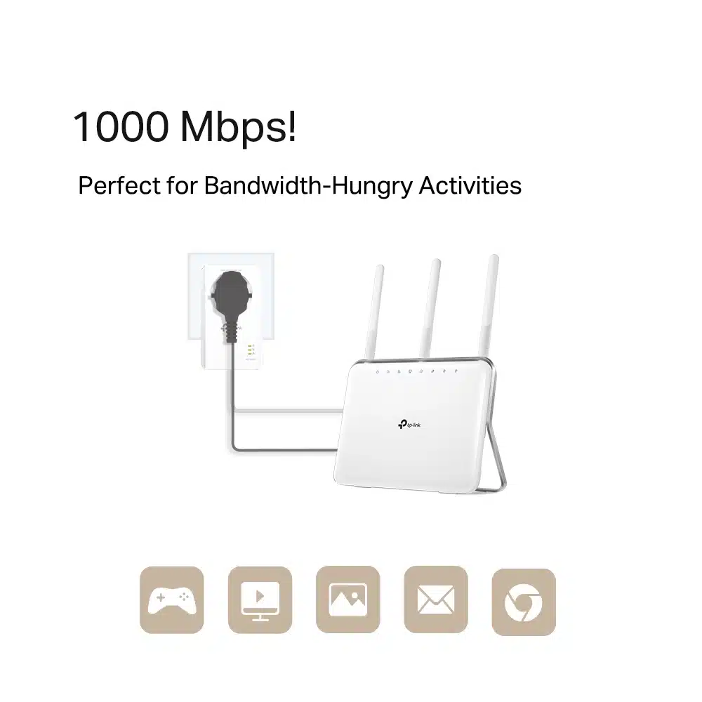 Powerline TP-Link AV1000 Gigabit Passthrough Powerline Starter Kit - Image 3