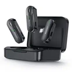 Microfone de lapela YESIDO KR17 sem fio duplo de baixa latência com receptor  USB C (Preto)