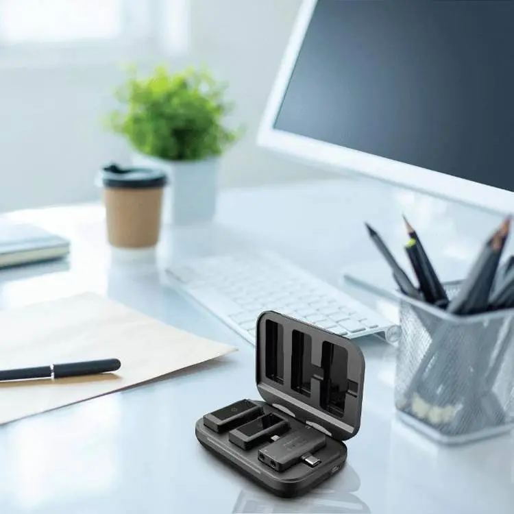 Microfone de lapela sem fio Powerology MFI Dual Connector  x2 Mic 2000mAh - Preto - Image 6