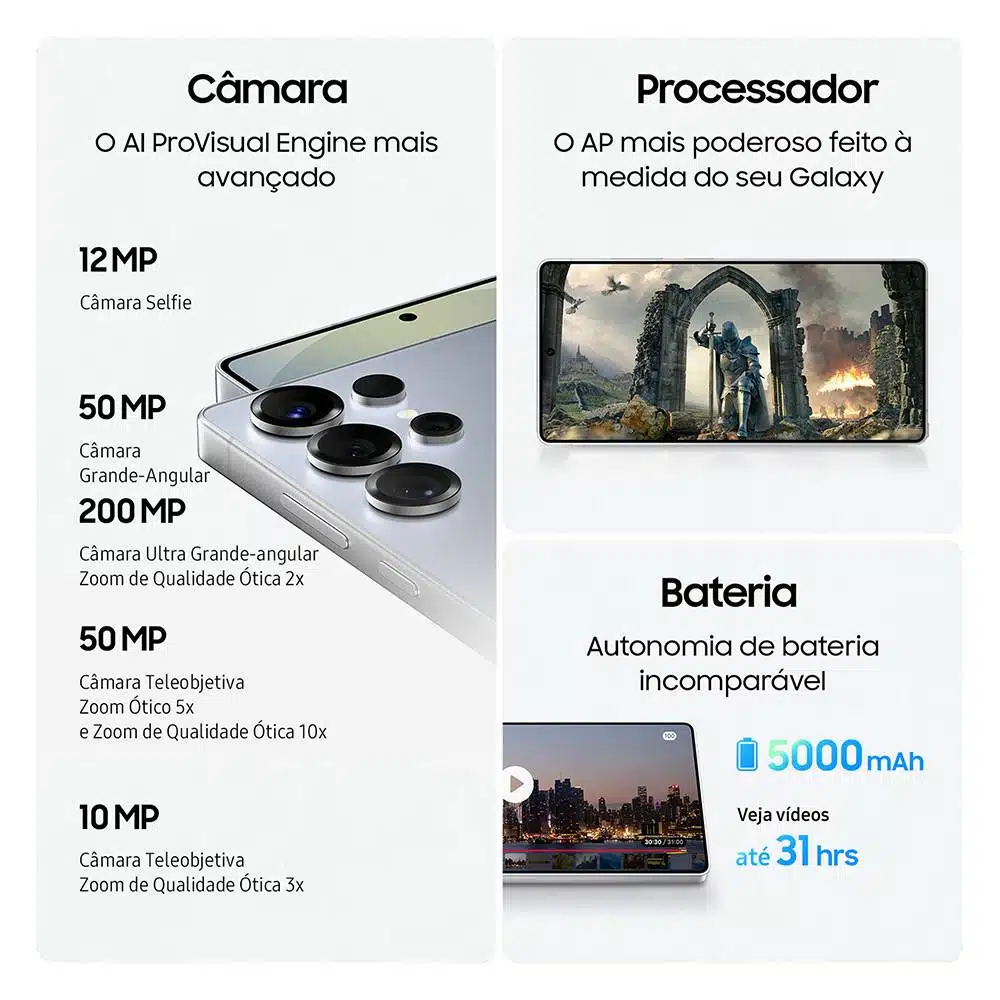 Smartphone Samsung Galaxy S25 Ultra 6.9" 12GB/512GB Dual SIM Branco Prateado Titânio - Imagem 5