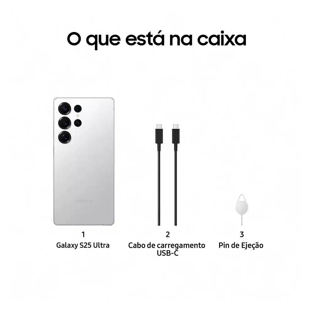 Smartphone Samsung Galaxy S25 Ultra 6.9" 12GB/512GB Dual SIM Branco Prateado Titânio - Imagem 3