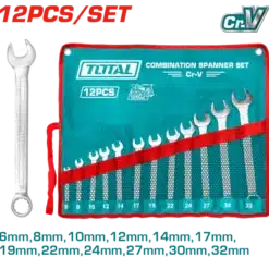 Jogo de chaves de fenda Total Tools com 12 peças, 6-32 mm, estojo de lona