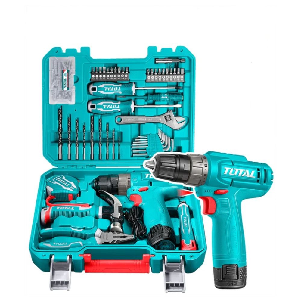 Conjunto de ferramentas com 89 peças e Berbequim sem fio de 12V