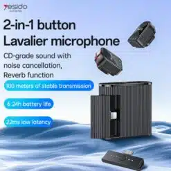 Alternative view of Microfone de lapela com botão magnético 2 em 1 Yesido KR19