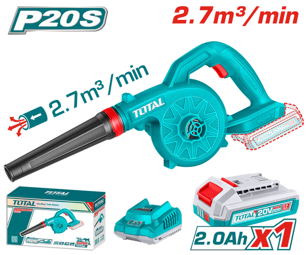 Soprador Total Tools 20V com bateria de 18000 RPM + bateria de 2Ah + carregador