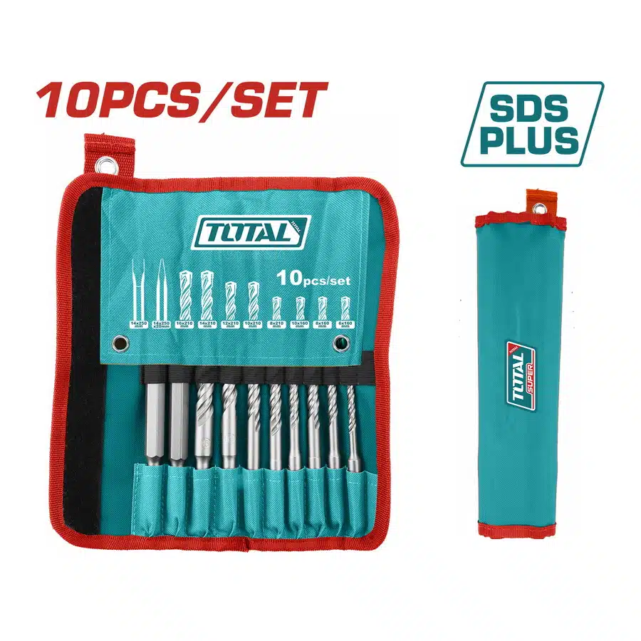 Conjunto de 10 brocas e cinzéis para furadeira de impacto TACSD19101