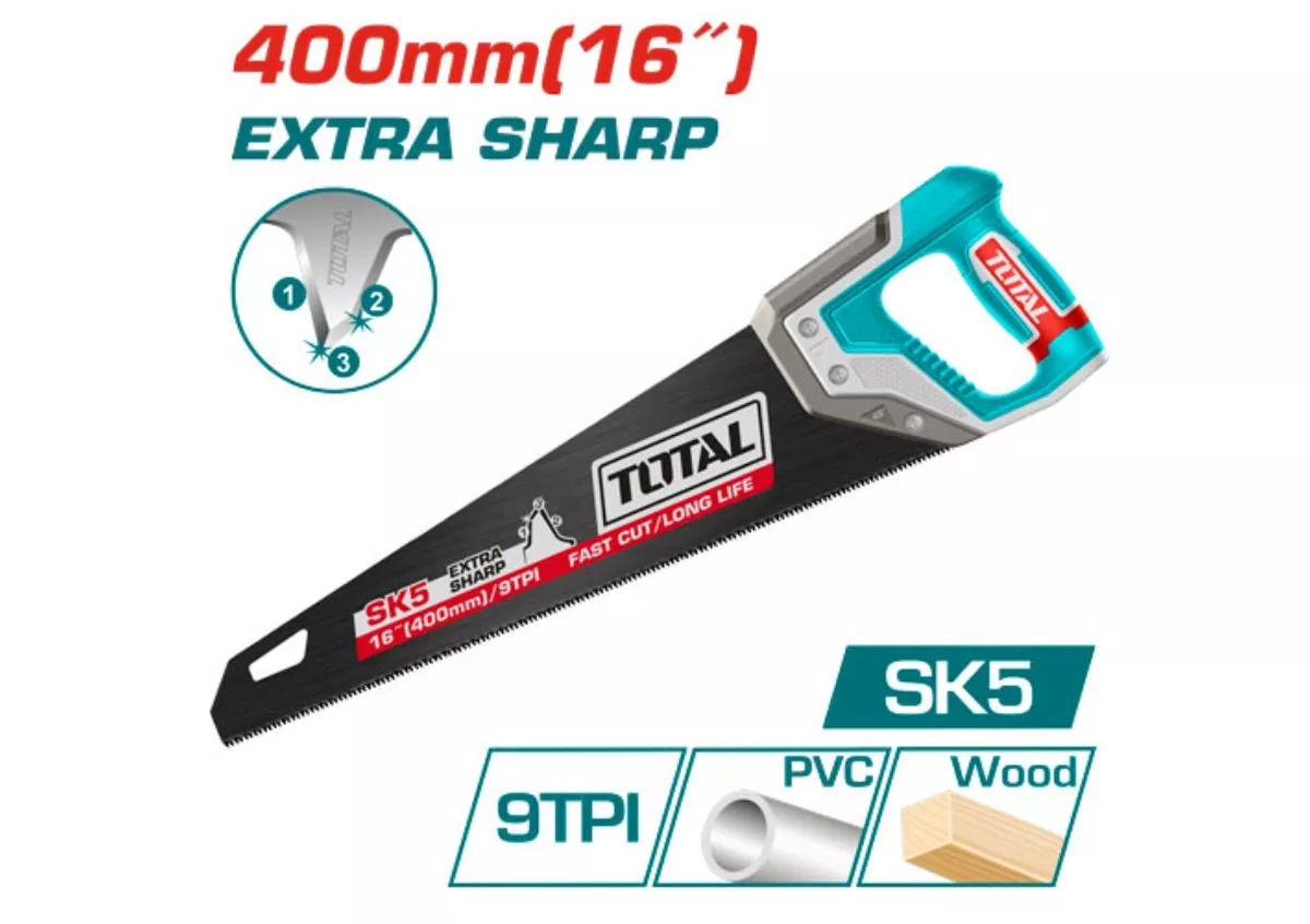 Serra manual industrial extra afiada de 16 polegadas (400 mm), 9 dentes por polegada (TPI), SK5 - THT55168