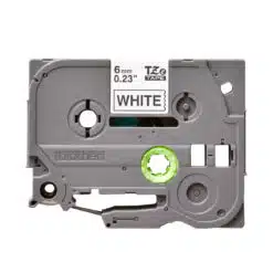 Fita Compatível Com Etiquetadora Brother Tzc-211 6mm Preto Sobre Branco
