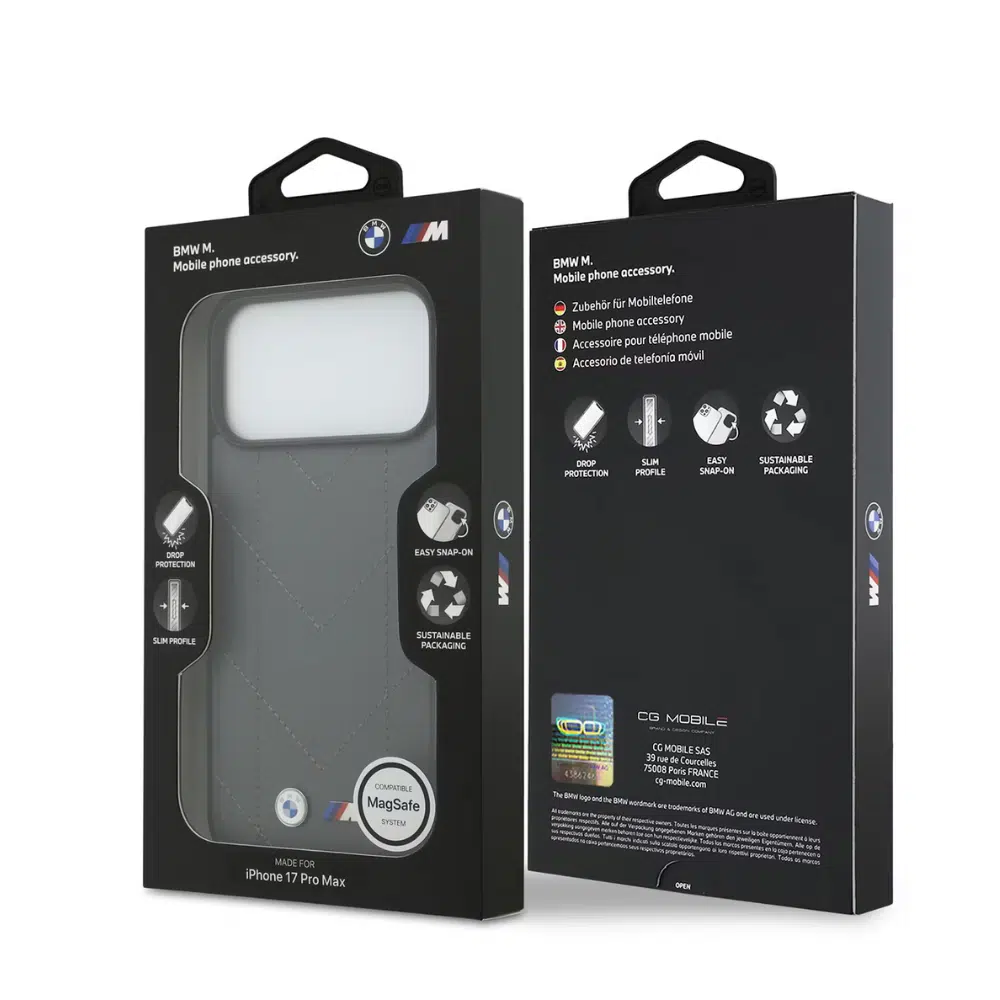 Capa BMW MagSafe em couro PU para iPhone 17 Pro Max (Original)