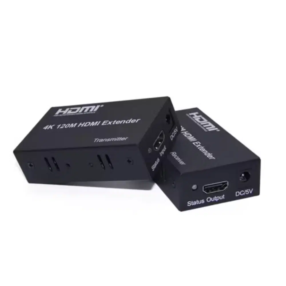 Extensor HDMI VIDEOCAST 4K 120M com suporte para cabos CAT5e e CAT6.