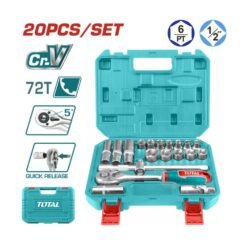 Jogo de Soquetes Total THT121201 com 20 Peças, Tamanho 1/2 Polegada