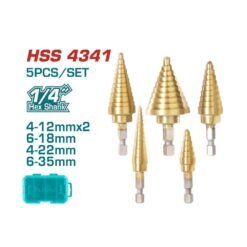 Broca escalonada hexagonal HSS4341 1/4'' Jogo com 5 peças - TACSD2051