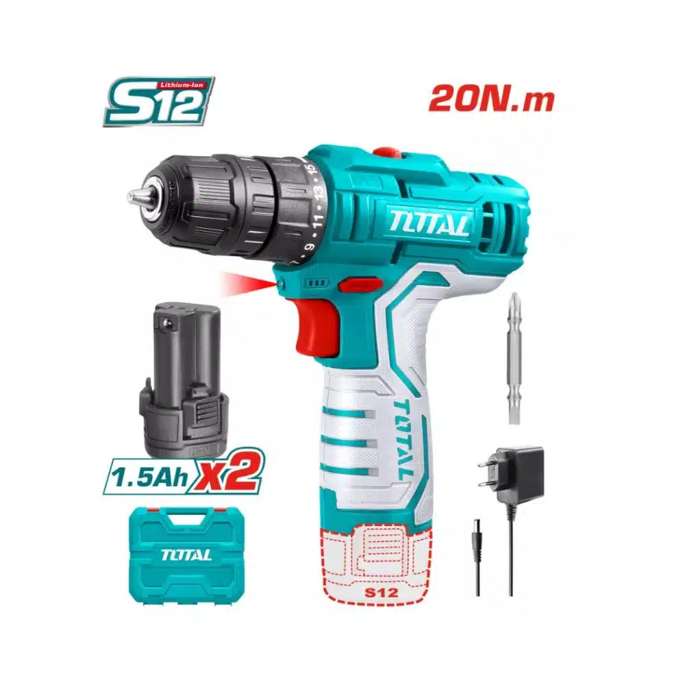 Furadeira de impacto total 12V TIDLI12201 2x1,5Ah