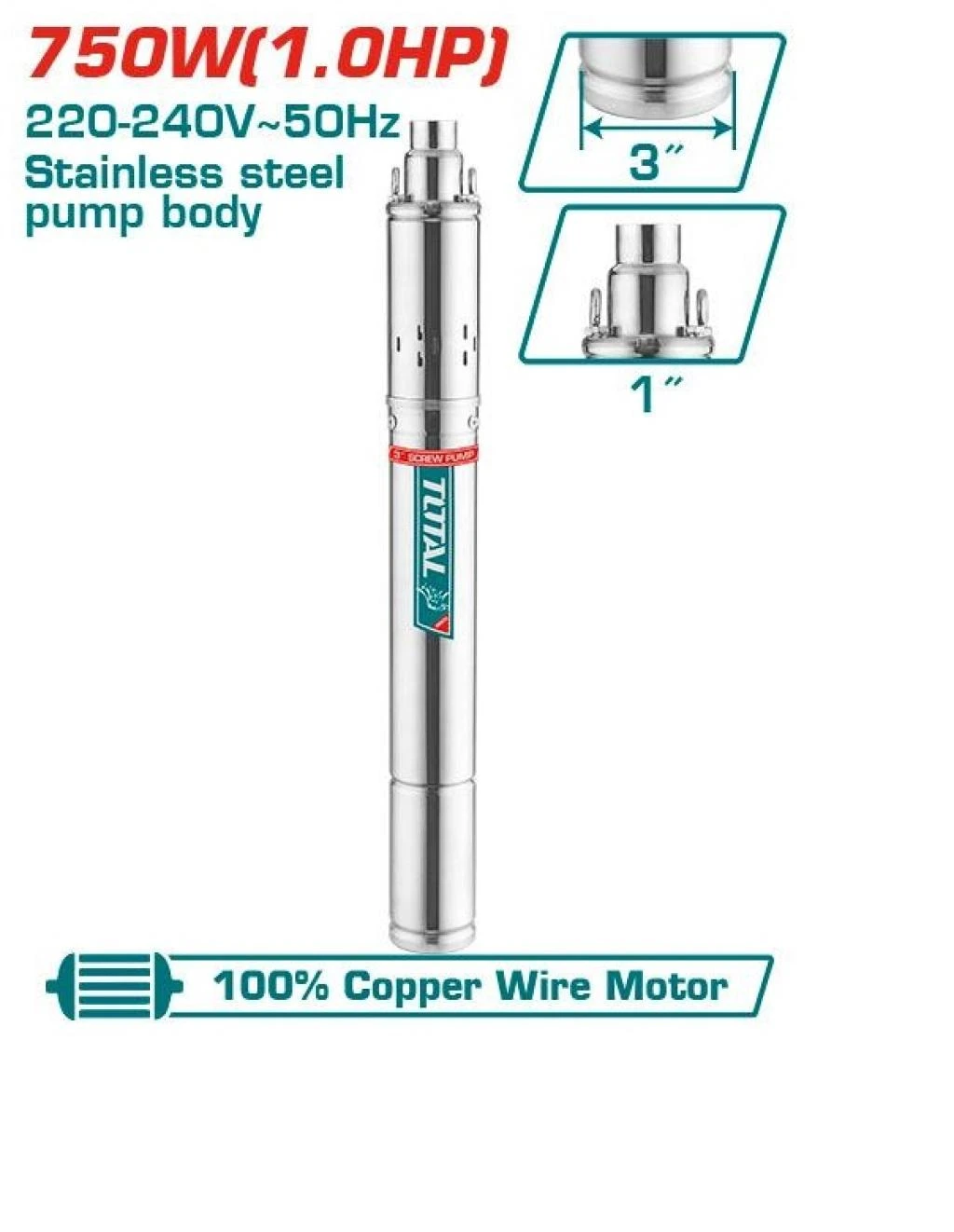 Bomba d'água Total TSWP7501 1HP 750W angola