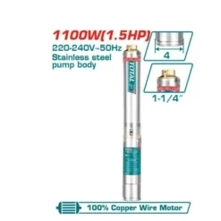 Bomba submersível TOTAL TWP511001 de 1,5 HP e 112 m para poços
