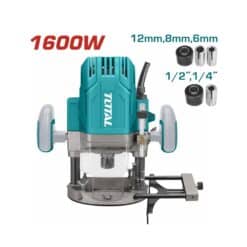 Tupia Total Tools 1600W Colt, tamanhos: 6mm, 8mm, 12mm, profundidade: 0–60mm – Modelo TR111216