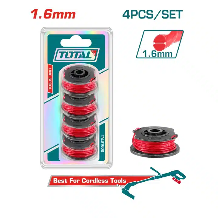 Total TALS1602 Fio de Corte para Cortador de Grama – Carretel de 1,6 mm (Conjunto com 4 Unidades)