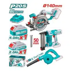 Kit completo de furadeira/martelo rotativo com 3 peças, sem fio, bateria de íon de lítio 20V 4Ah: Furadeira de impacto, Esmerilhadeira angular e Martelo rotativo TOSLI240202