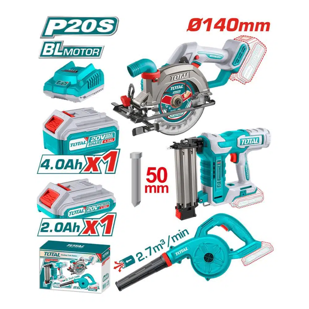Kit completo de furadeira/martelo rotativo com 3 peças, sem fio, bateria de íon de lítio 20V 4Ah: Furadeira de impacto, Esmerilhadeira angular e Martelo rotativo TOSLI240202