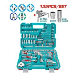 Conjunto de 135 peças de ferramentas combinadas com catraca, incluindo estojo industrial - THKTHP21356