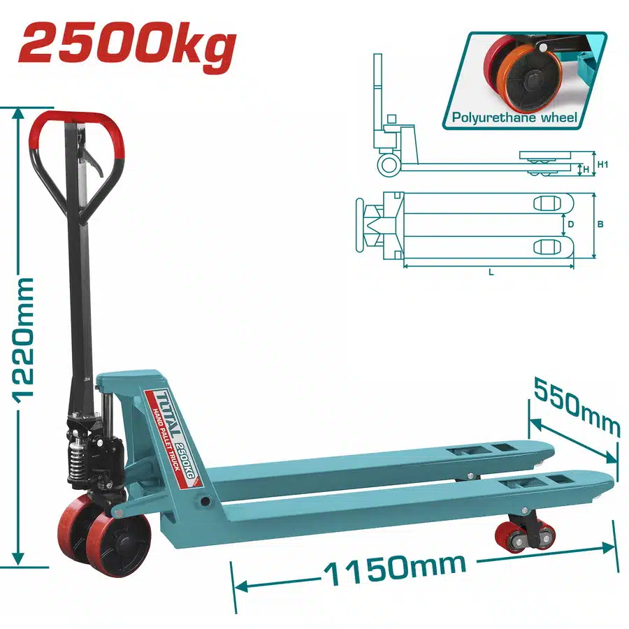 Transpaleteira manual capacidade de 2500kg 550X1150mm - Image 2